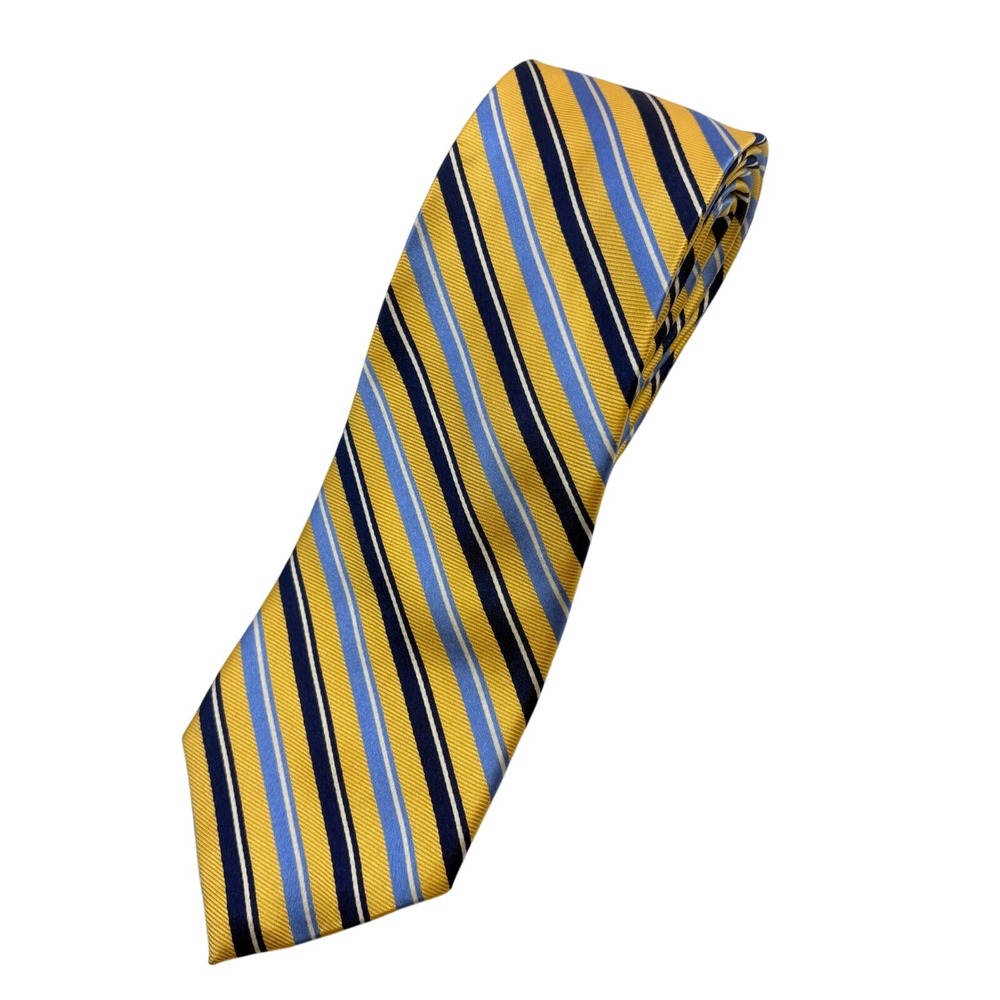 Chaps‎ RL Men Silk Necktie Blue Navy Yellow Striped Office UCLA Cal Academia